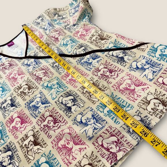 Disney Short Sleeve Medical Scrub Top Nurse Tinker Bell Women Size M Multicolor - Picture 10 of 11